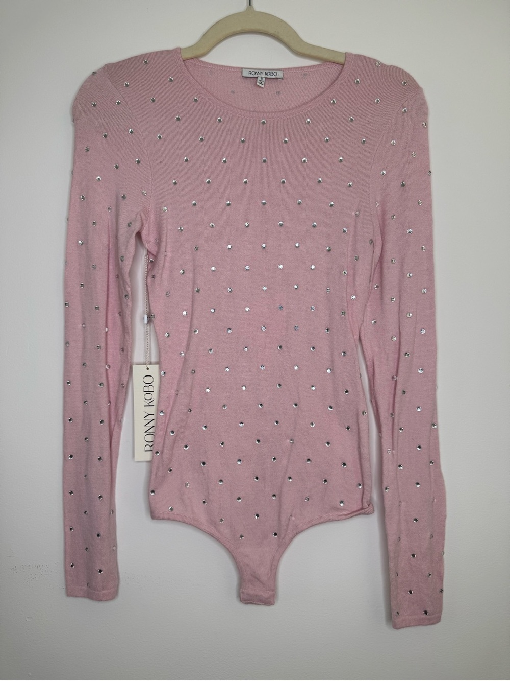 NWT 💫 Ronny Kobo Chani Embellished Long Sleeve Bodysuit Size Small $298